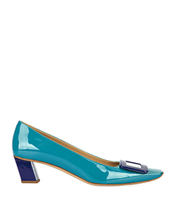 Roger Viver Belle Patent Leather Heels Patent, Turquoise, 5, DB, 4*