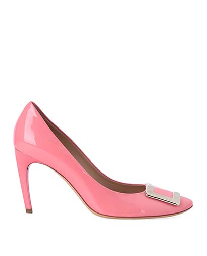 Roger Vivier Pink Patent Leather Trompette Heels, front view