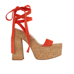 Gianvito Rossi Cork Platform Sandals, Leather, Orange, UK 7, DB/B, 3*