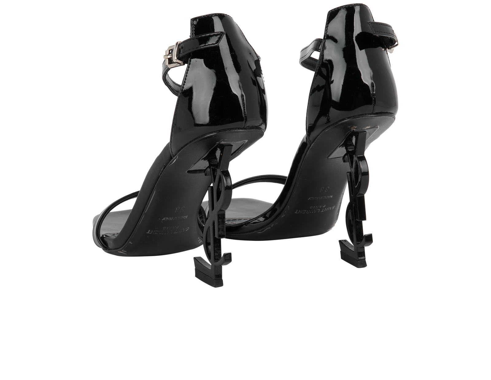 Saint Laurent 110MM Opyum, &pound;450, Shoes, Black, Patent Leather, Back view