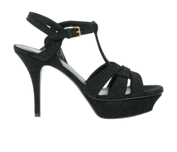 Saint Laurent Tribute Heels, Leather, Black/Glitters, UK5, DB/B, 3*