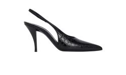 Saint Laurent Croc Embossed Silngback, Leather, Black, UK3, B, 3*