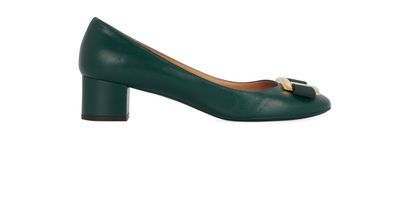 Salvatore Ferragamo Vara Bow Heels, &pound;70, Shoes, Green, Leather, Front view
