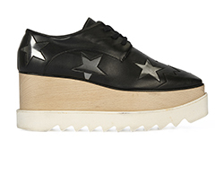 Stella McCartney Elyse Star Platforms, Leather/Wood, Black, 4.5, 2