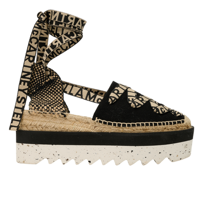 Stella McCartney Gaia Platform Espadrilles, &pound;250, Shoes, Black/White, Canvas, Front view
