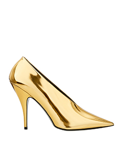 Stella McCartney High-Cut Point Toe Heels, Leather, Gold, UK 4