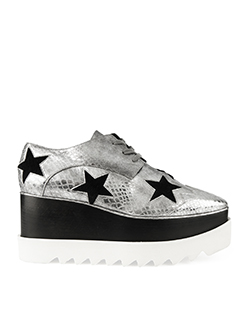 Stella McCartney Elyse Star Platform Derby Shoes, Silver, Box, UK 4
