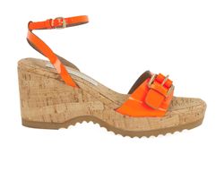 Stella McCartney Ankle Strap Wedge Sandals, Cork, Orange, UK5