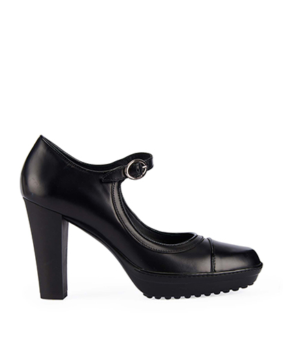 Tod's Black Mary Jane's Heels, front view