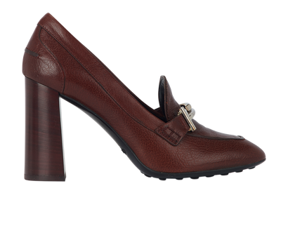 Tod's TT Heeled Loafers, &pound;70, Shoes, Brown, Leather, Front view
