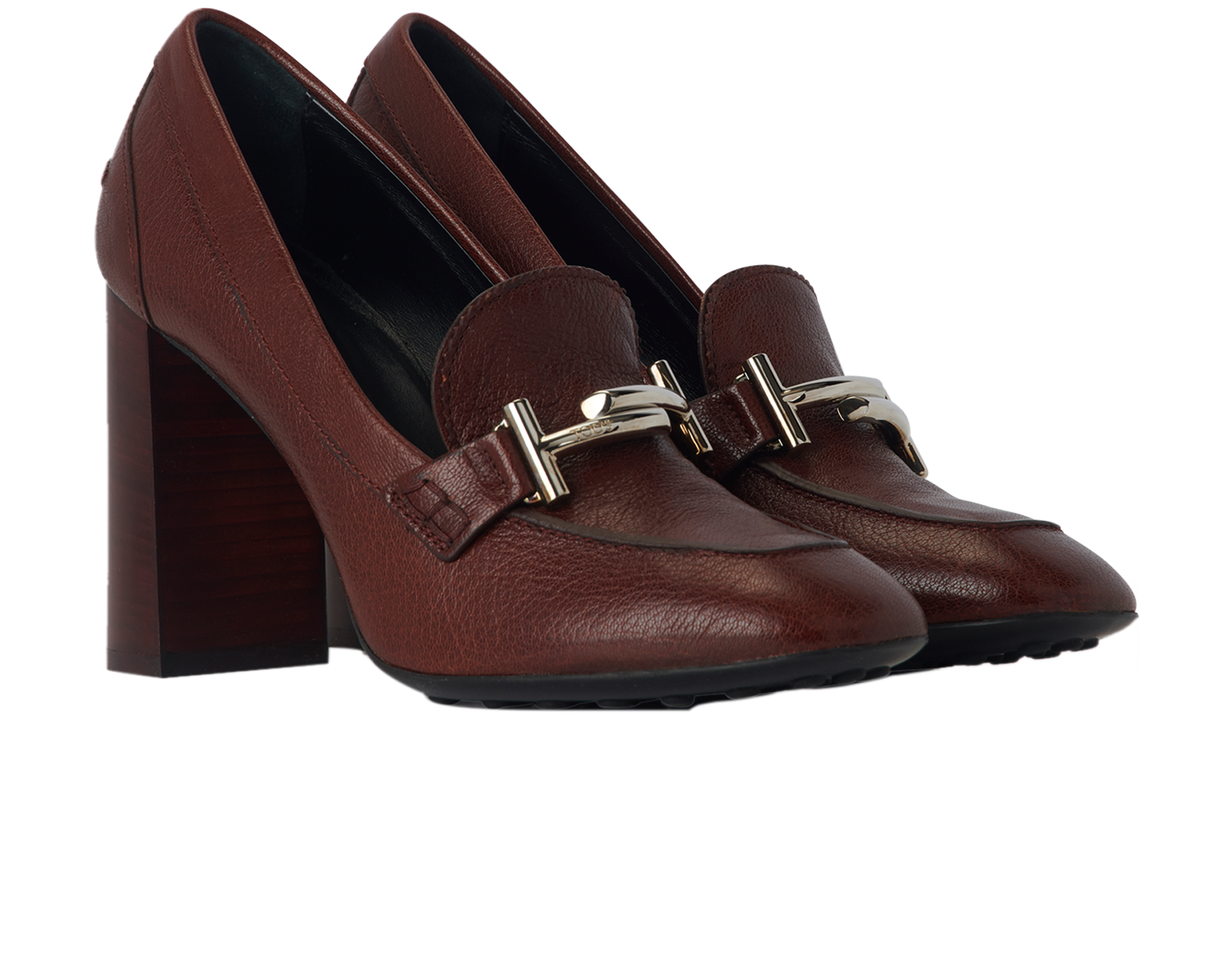 Tod's TT Heeled Loafers, &pound;70, Shoes, Brown, Leather, Side view