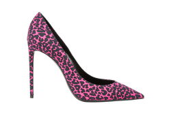 Yves Saint Laurent Print Olona Leopard Pumps, Fabric, Pink, MII, Sz 7, 3*