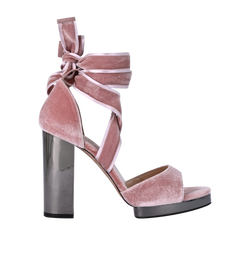 Valentino Block Heel Sandals, Velvet, Pink, UK4.5, B/DB, 2*