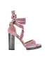 Valentino Block Heel Sandals, £120, Shoes, Pink, Velvet, Front view