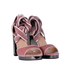 Valentino Block Heel Sandals, £120, Shoes, Pink, Velvet, Side view