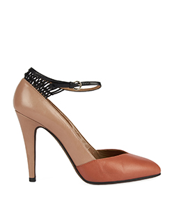 Valentino Two Tone Ankle Strap Heels, Leather, Nude, UK 4