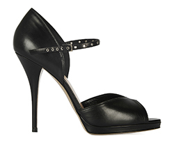 Valentino Eyelet Strap Heels, leather, black, 6.5, 3*
