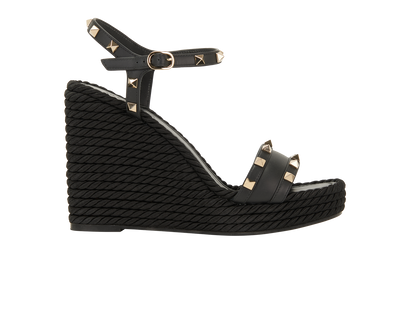 Valentino Rockstud Wedges 115, &pound;250, Shoes, Black, Leather, Front view