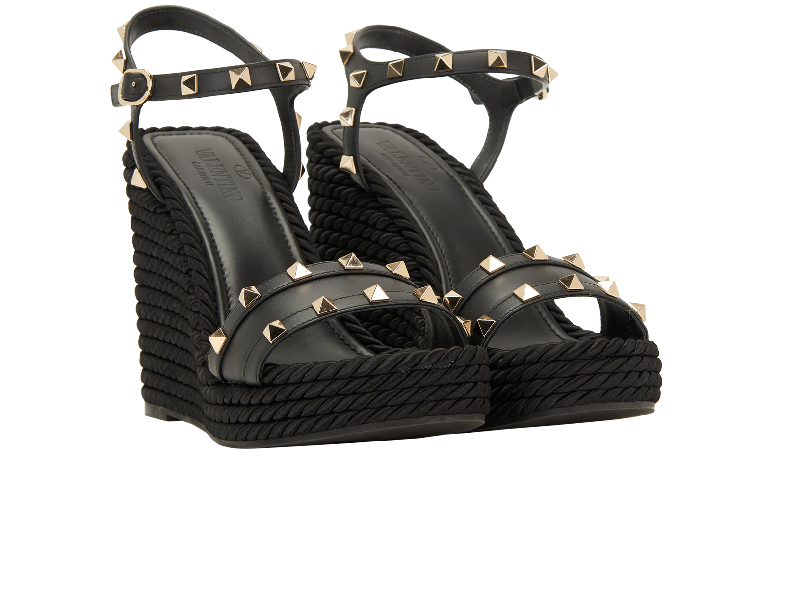 Valentino Rockstud Wedges 115, &pound;250, Shoes, Black, Leather, Side view