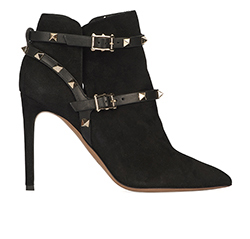 Valentino 2015 Rockstud Ankle Booties, Leather, Black, 4, DB,B, 2*