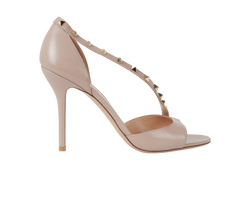 Valentino Rockstud Peep Toe Pumps, Leather, Taupe, UK8, B/DB, 3*