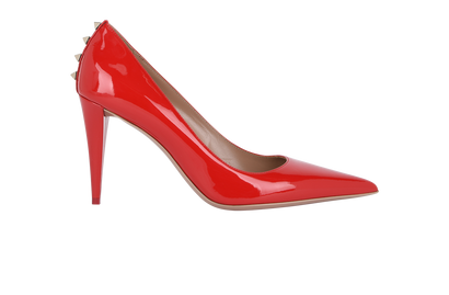 Valentino Rockstud Pumps, £180, Shoes, Red, Patent Leather, Front view
