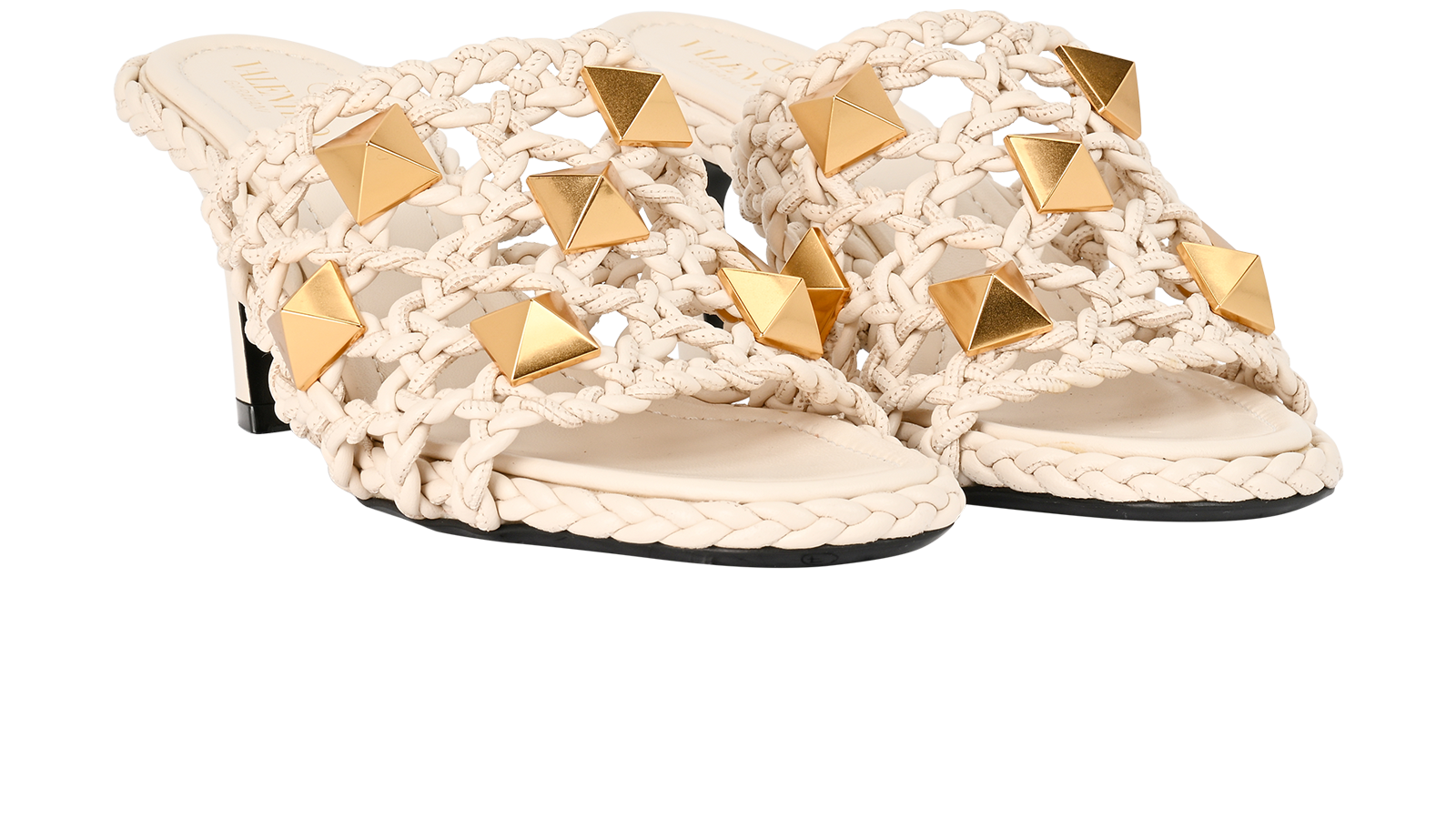 Valentino Rockstud Slides, &pound;195, Shoes, White, Leather, Side view