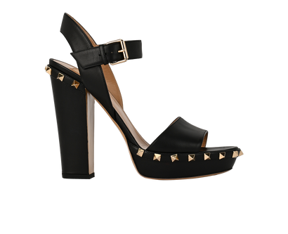Valentino Garavani Studded Platforms, £210, Shoes, Black, Leather, Front view