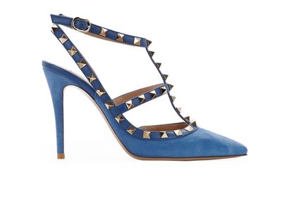 Valentino Rockstud Pumps, &pound;380, Shoes, Blue, Suede, Front view