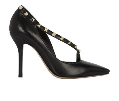 Valentino Nappa Rockstud Cross Strap d'Orsay Heels, front view