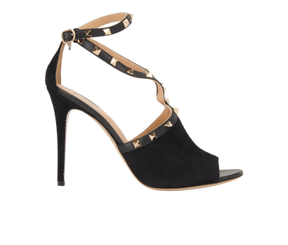 Valentino Rockstud Heels, &pound;220, Shoes, Black, Suede, Front view