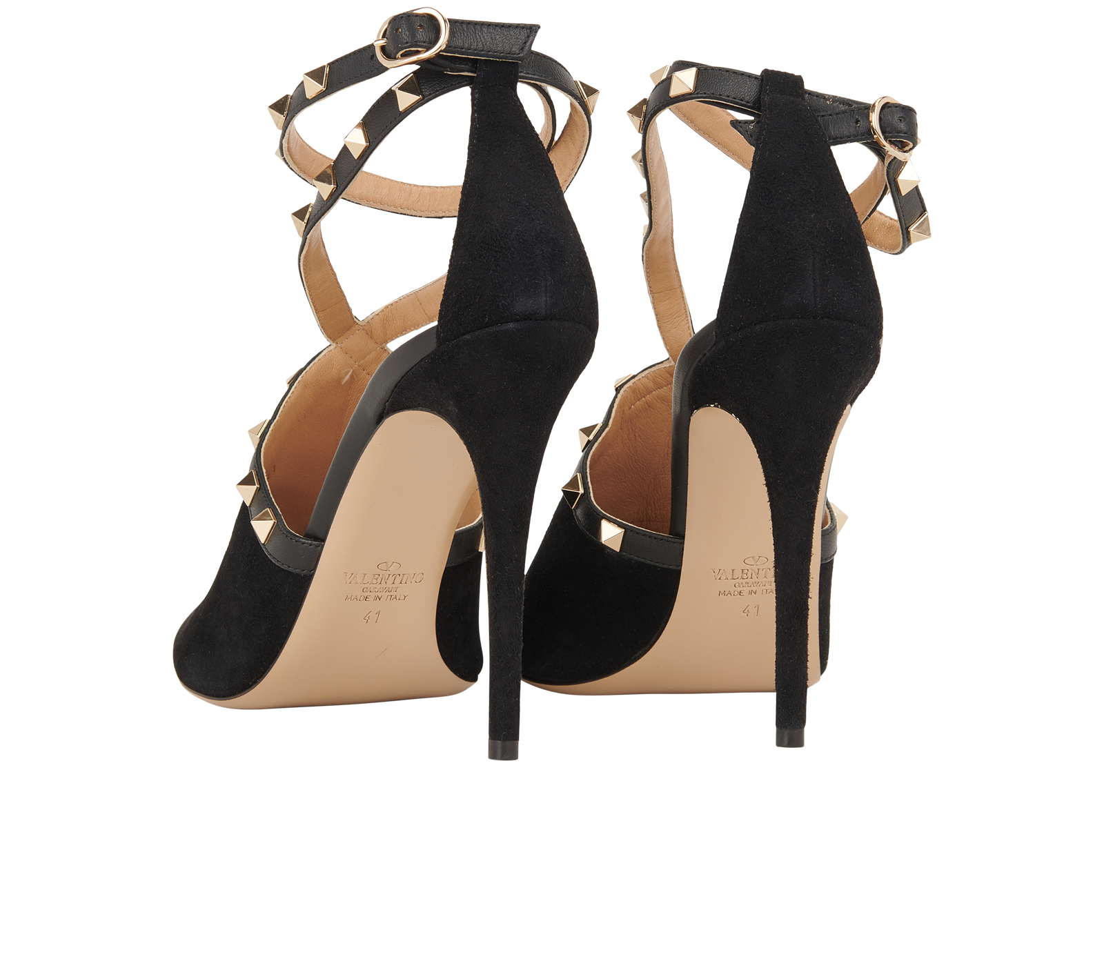 Valentino Rockstud Heels, &pound;220, Shoes, Black, Suede, Back view