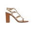 Valentino Rockstud Block Sandals, &pound;220, Shoes, Brown, Leather, Front view