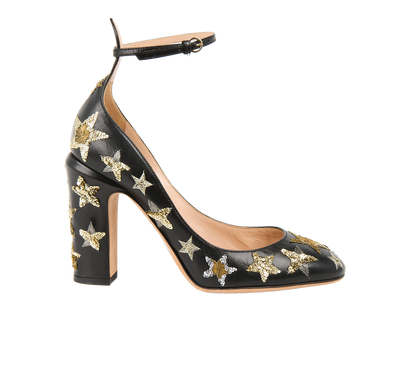 Valentino Embroidered Stars Heels, front view