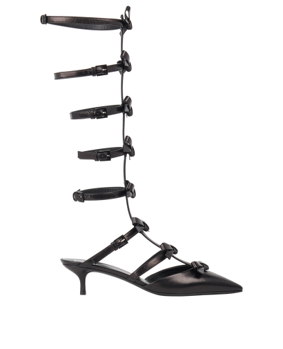 Valentino Gladiator Bow Heels, &pound;450, Shoes, Black, Leather, Front view