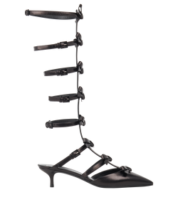 Valentino Gladiator Bow Heels, Leather, Black, UK4, DB/B, 3*