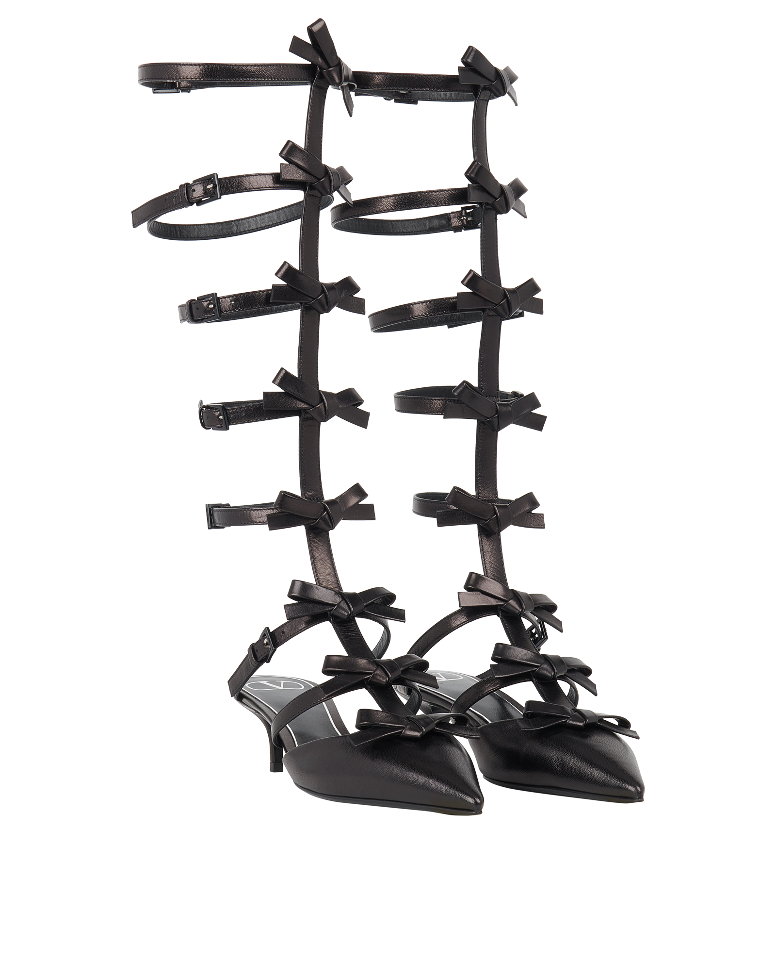 Valentino Gladiator Bow Heels, &pound;450, Shoes, Black, Leather, Side view