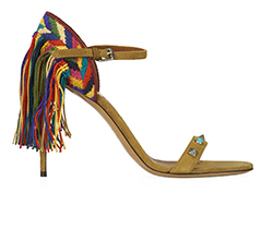 Valentino Rainbow Fringed Sandals, Suede, Tan, 6, 2*, B, DB