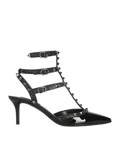 Valentino Patent Rockstud Heels, &pound;275, Shoes, Black, Patent Leather, Front view