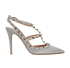 Valentino Rockstud Sling Back 100 Heels, &pound;250, Shoes, Grey, Suede, Front view