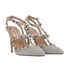 Valentino Rockstud Sling Back 100 Heels, &pound;250, Shoes, Grey, Suede, Side view