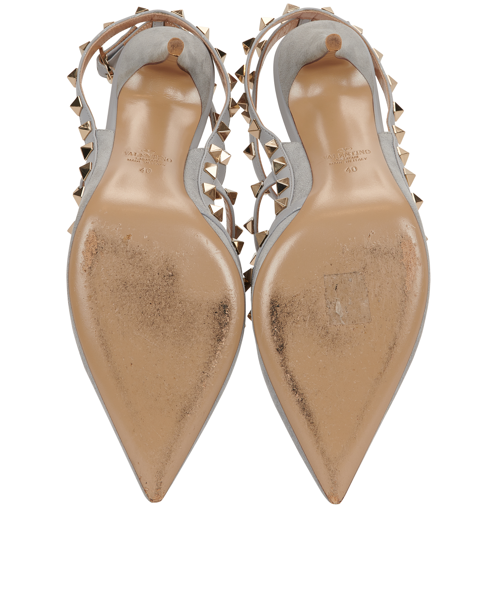 Valentino Rockstud Sling Back 100 Heels, &pound;250, Shoes, Grey, Suede, Top view
