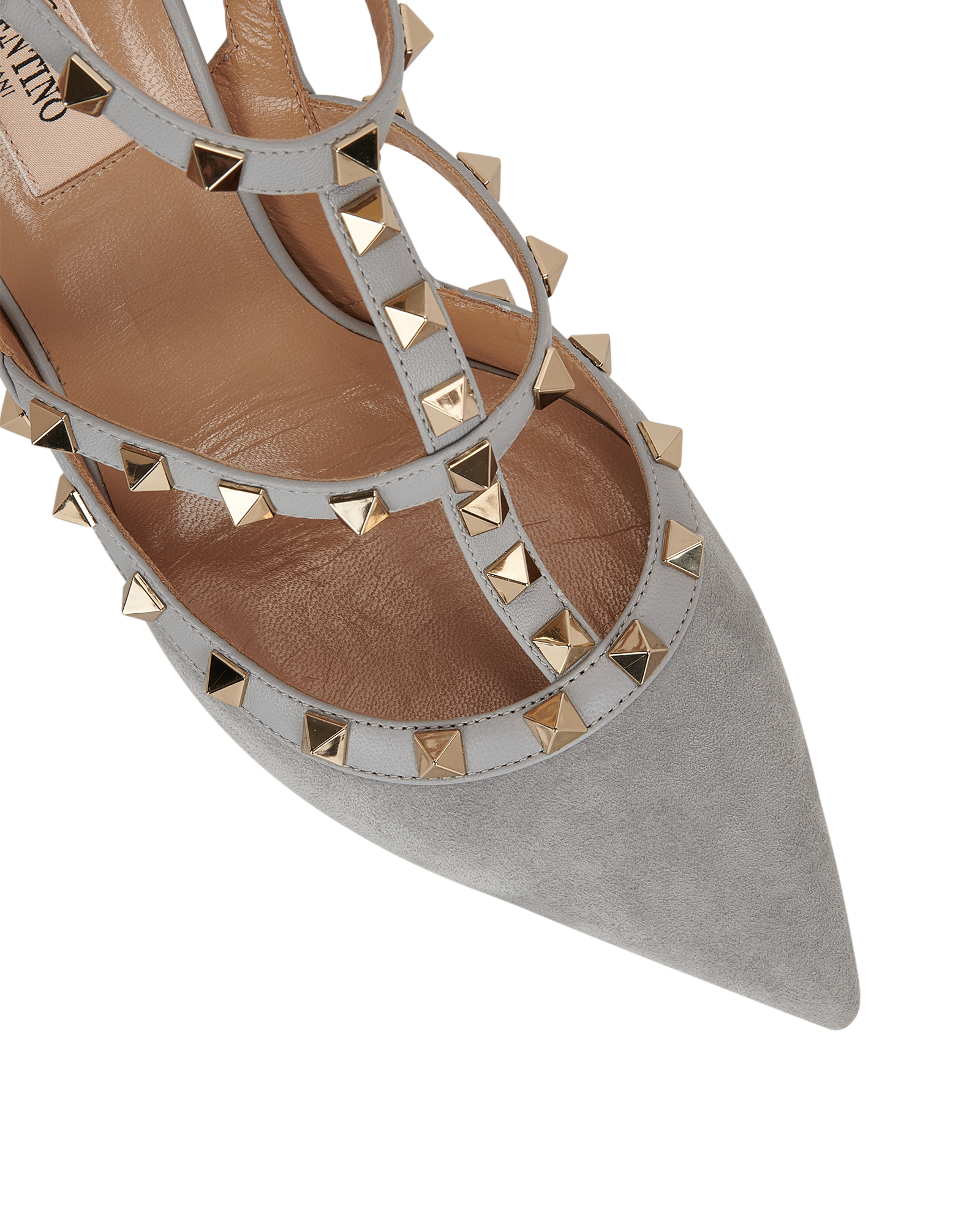 Valentino Rockstud Sling Back 100 Heels, &pound;250, Shoes, Grey, Suede, Other view