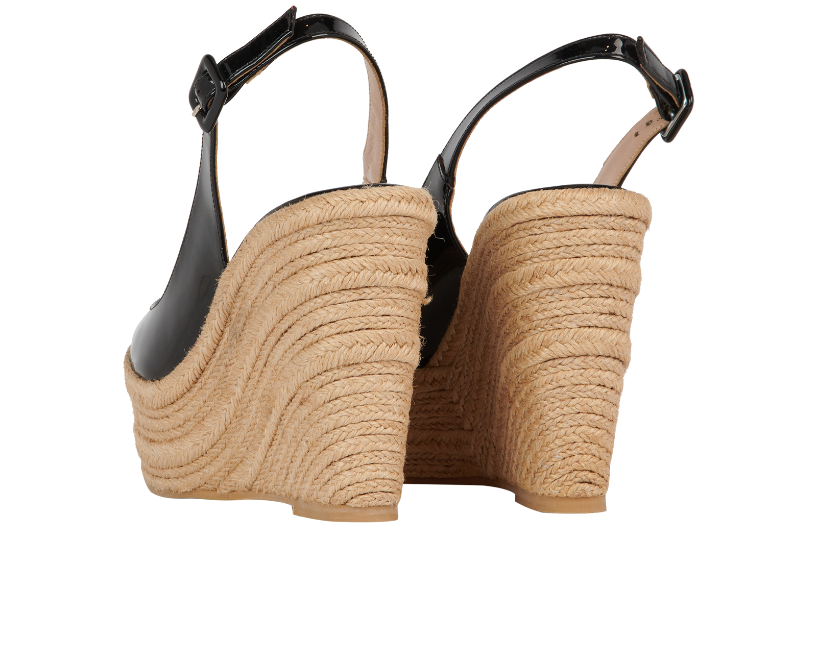 Valentino Espadrilles Wedges, &pound;140, Shoes, Black, Patent Leather/Raffia, Back view