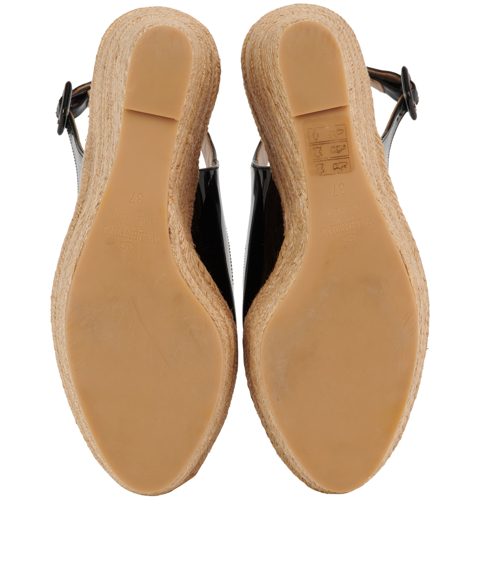 Valentino Espadrilles Wedges, &pound;140, Shoes, Black, Patent Leather/Raffia, Top view