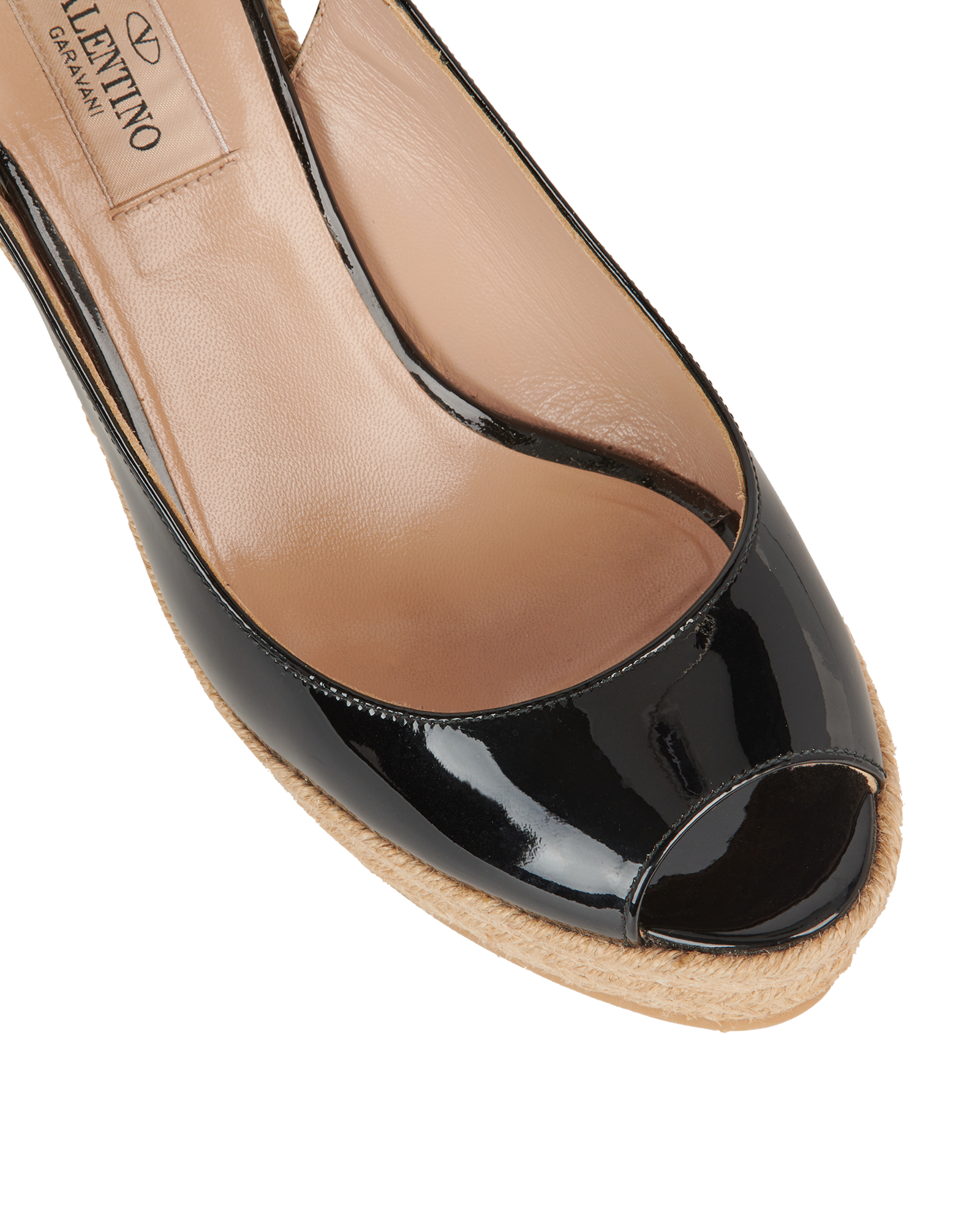 Valentino Espadrilles Wedges, &pound;140, Shoes, Black, Patent Leather/Raffia, Other view