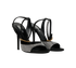 Versace Safety Pin Crystal Sandals, &pound;275, Shoes, Black, Crystal/Satin, Side view