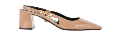 Versace Medusa Slingbacks, &pound;220, Shoes, Brown, Patent Leather, Front view