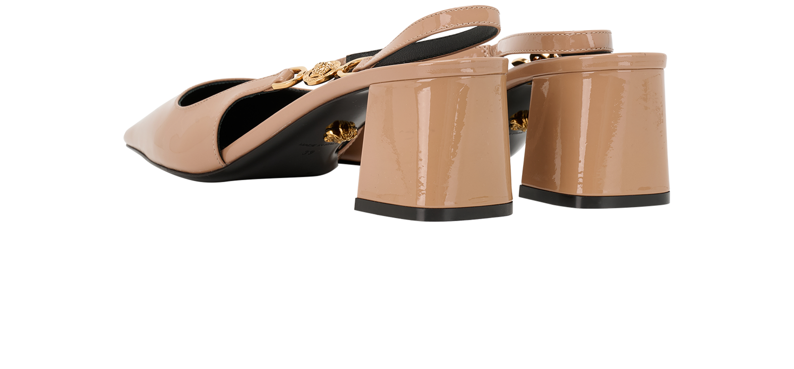 Versace Medusa Slingbacks, &pound;220, Shoes, Brown, Patent Leather, Back view