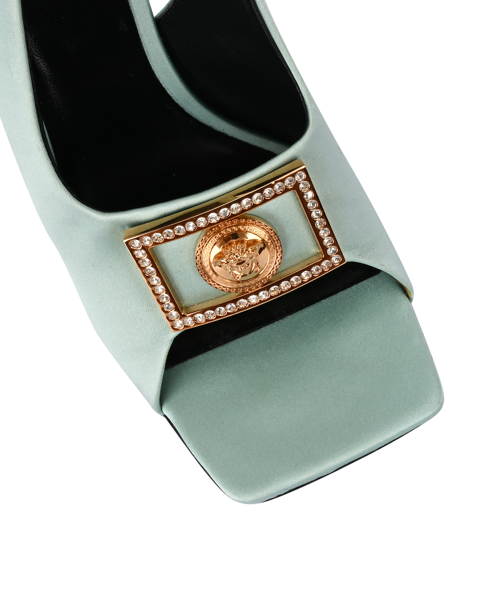 Versace Medusa Slingback Heels, &pound;150, Shoes, Blue, Satin, Other view